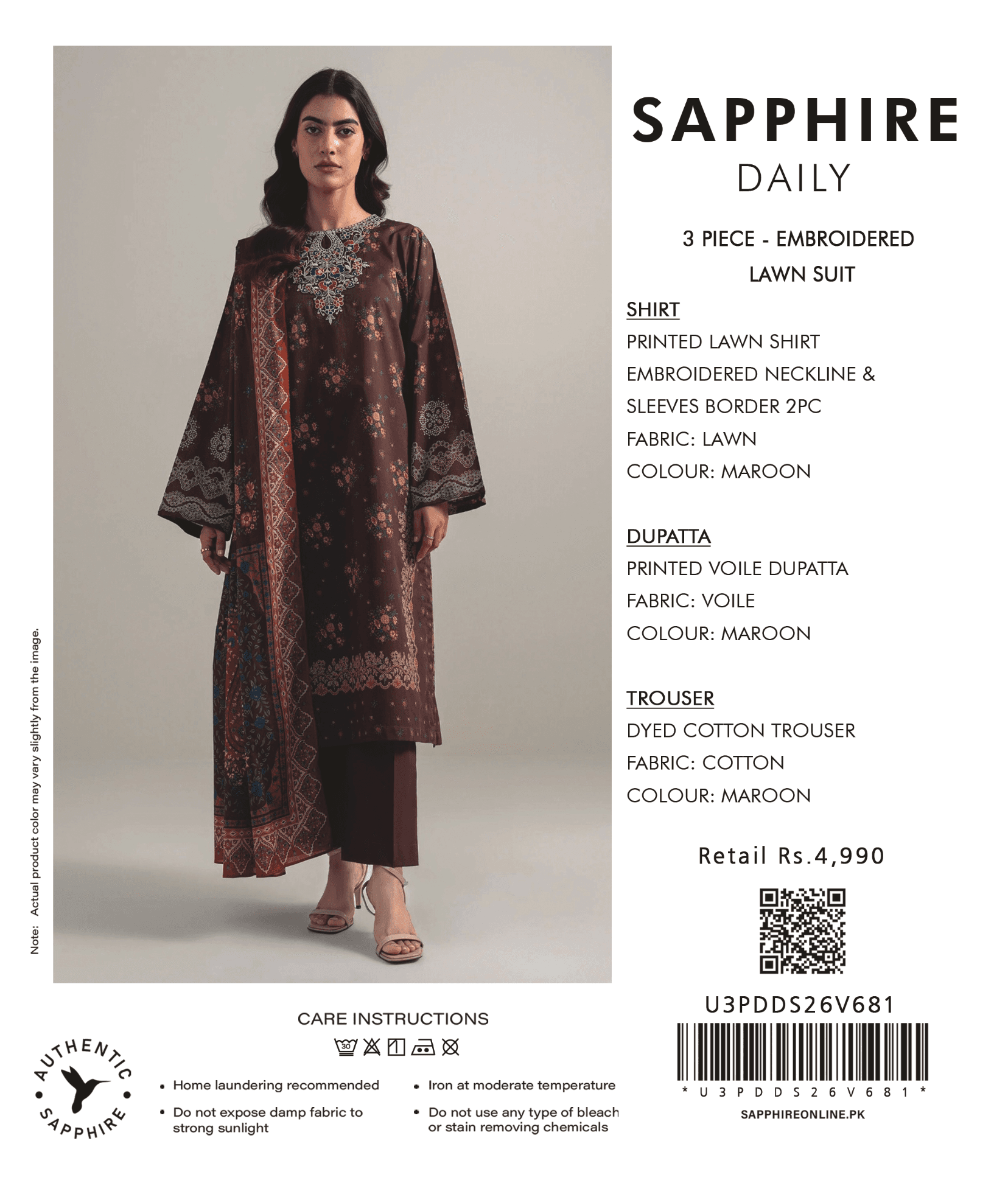 Sapphire Emb Lawn 3pc
